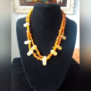 VTG Amber Necklace With Silvre Clasp